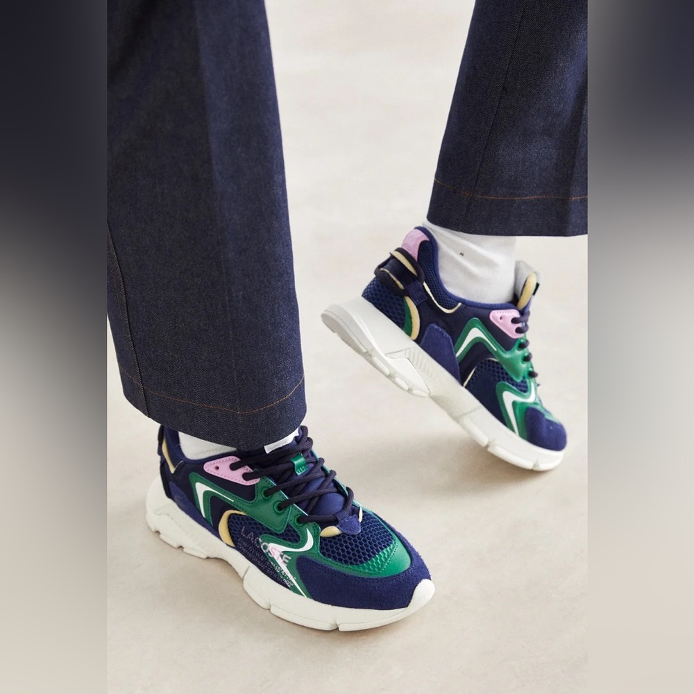 Lacoste Unisex Adult L003 Neo Suede Sneakers / Blue/Green Size 6